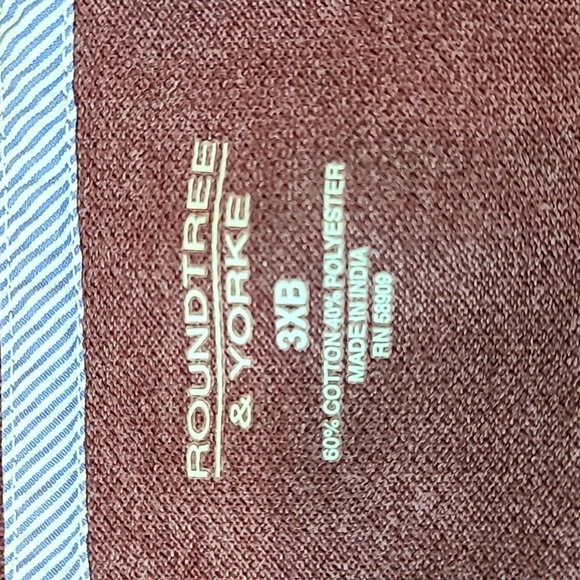 ROUNDTREE & YORKE Men's Burgundy Long Sleeve Polo Shirt - Size 3XB - Picture 9 of 10